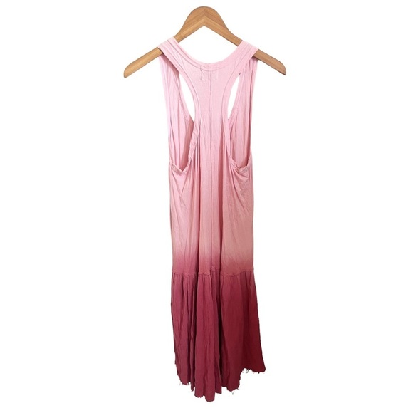 Anthropologie Saturday Sunday Ombre Pink Raspberry Gauzy Dress Size Medium - Picture 7 of 8